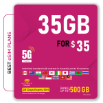 35GB eSIM plan for $35 with unlimited calls and texts in Australia and 15 countries, 5G enabled for fast mobile internet.