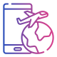 Easy eSIM Setup for Global Travel Icon of a smartphone with a globe and airplane overlay, representing global connectivity and easy eSIM setup for travel.