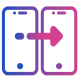 Bring Your Number-Online eSIM Port in Two stylized smartphones with an arrow between them, symbolizing seamless online eSIM port-in and number transfer process.